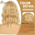 thumbnail image 3 of Creamily 12" Blonde Wigs for Black Women Synthetic Curly Blonde Bob Wigs with Bangs Water Wavy Wig Wefted Wig Caps, 3 of 7