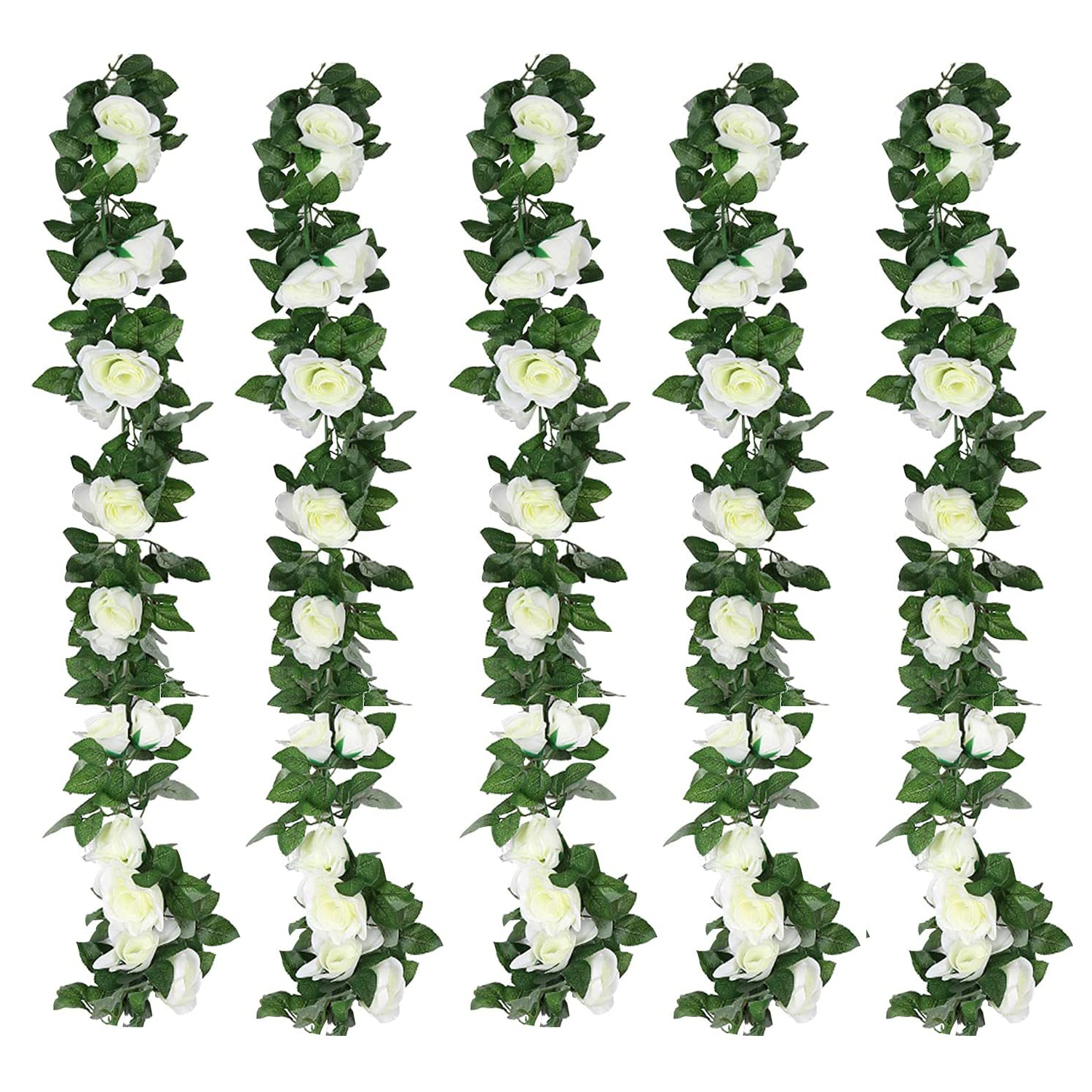 Seenda 5 Pack(37.5 FT) Artificial Rose Flower Garland Decoration, Fake