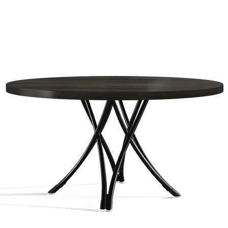 Yardi Yarda 47" Dining Table, Wood Circle Kitchen Table for 4, Brown