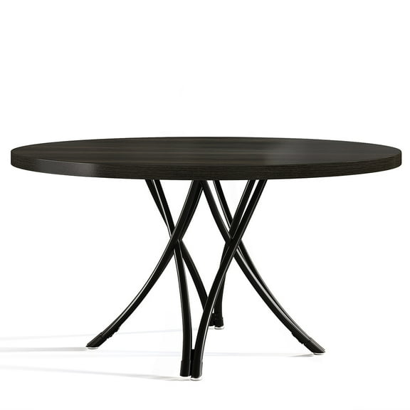 Yardi Yarda 47" Dining Table, Wood Circle Kitchen Table for 4, Brown