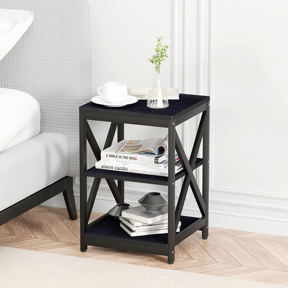 Winkalon Sturdy X-Shaped Wooden Coffee Table, Black