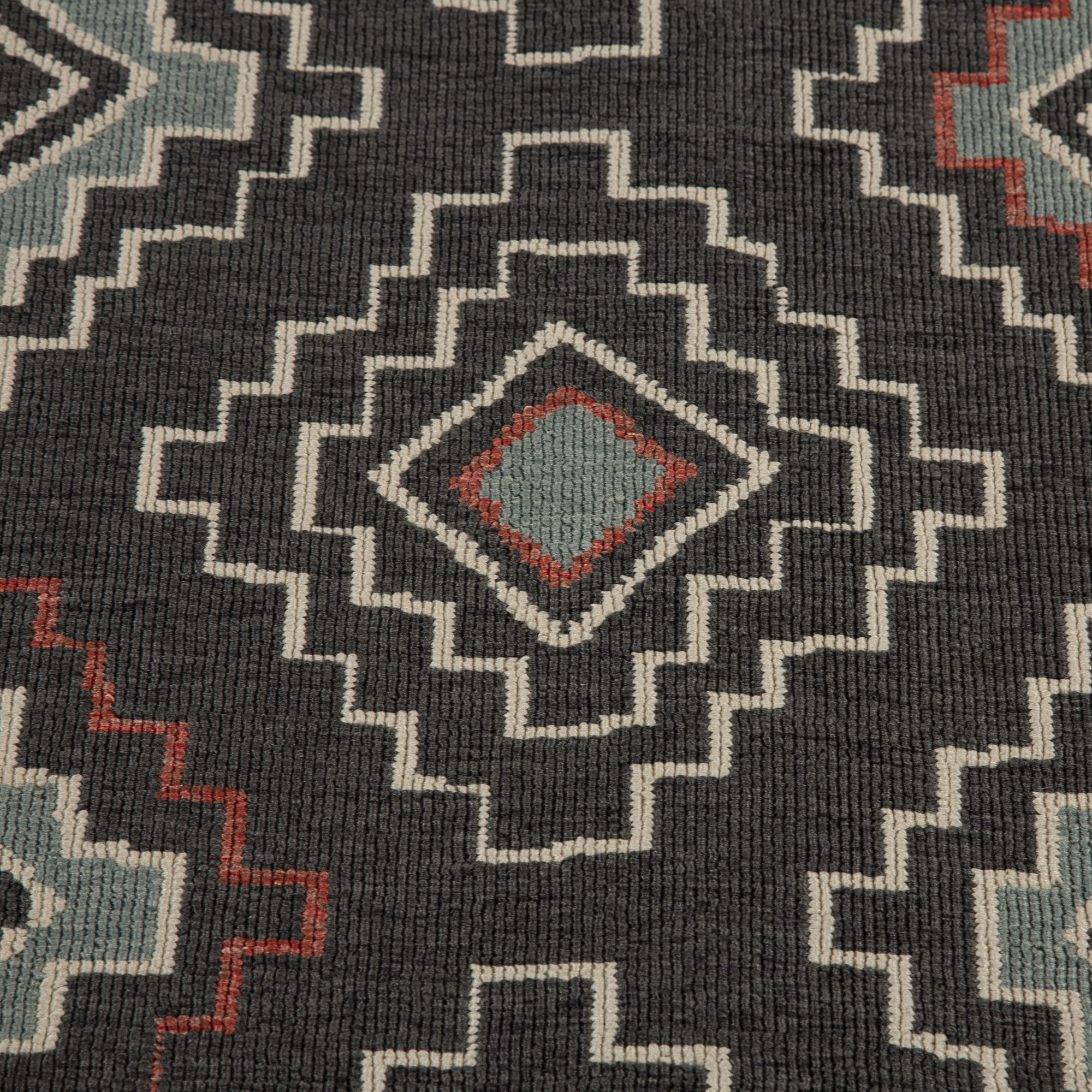 LR Home and Evette Rios Dora 8' x 9'9" Black Geometric Diamond Indoor/Outdoor Area Rug