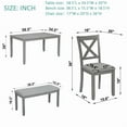 thumbnail image 6 of 6 Piece Dining Table Set, Wooden Rectangular Kitchen Table with 4 Dining Chairs with Cushions and 1 Bench with Cushion, Kitchen Dining Room Table Set for 6 (Gray), 6 of 8