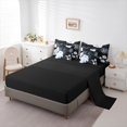 thumbnail image 5 of Manfei Vintage Peony Bedding Comforter Set 7-Piece, Black Blue Flower King Bedding Sets, Retro Blossoms Bed Sheets, Ultra Soft Room Decor, 5 of 8