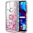 thumbnail image 2 of Nagebee Phone Case Compatible for Motorola Moto G Play (2023) with Tempered Glass Screen Protector, Sparkle Glitter Flowing Liquid Waterfall [Ring Holder & Wrist Strap] Women Girls Case (Rose Gold), 2 of 6