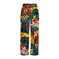 thumbnail image 4 of Pantalones de cintura alta para mujer Pantalones de pierna ancha con estampado floral elegante con estampado vintage Pompotops ulkah939311, 4 of 5