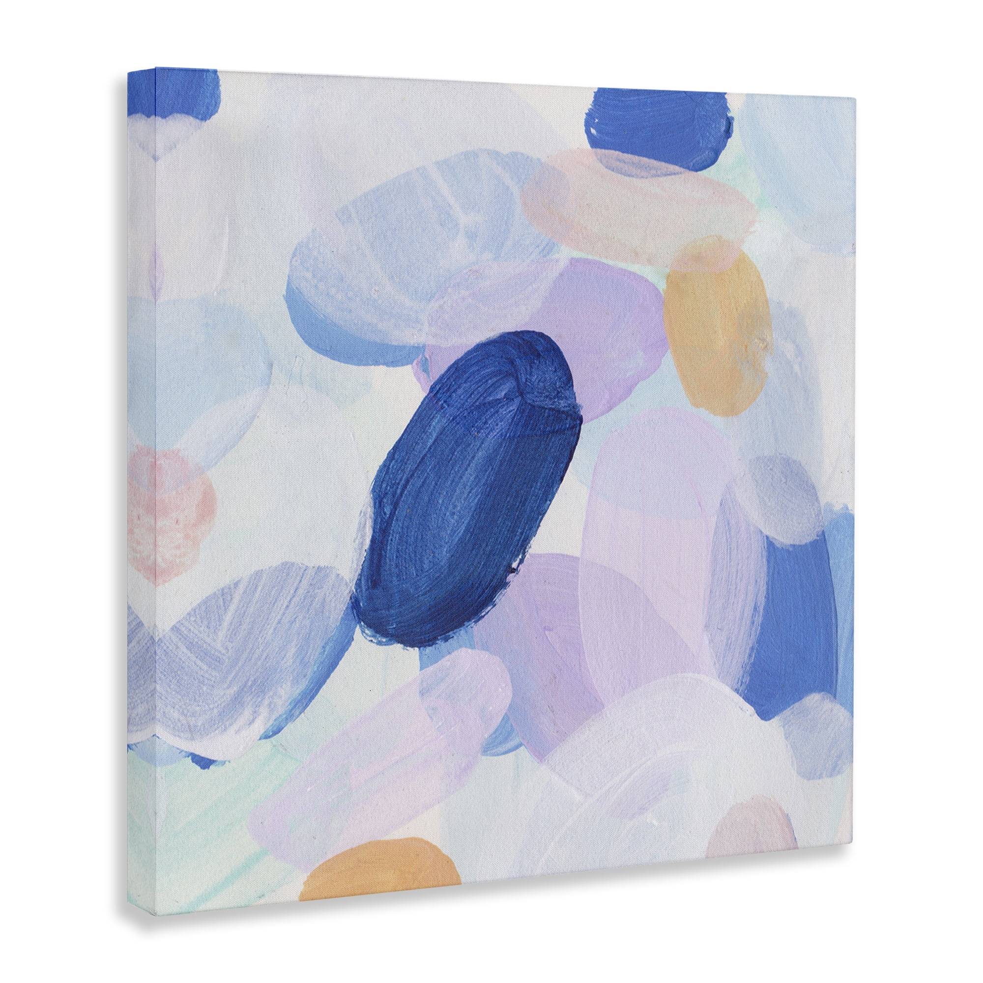 Stupell Industries Blue Oblong Paint Strokes Abstract Painting Gallery Wrapped Canvas Art Print Wall Art, 24 x 24