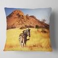thumbnail image 2 of Designart Lonely Zebra in African Prairie - African Throw Pillow - 18x18, 2 of 5