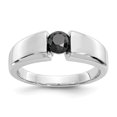 thumbnail image 1 of 14K White Gold Ring Band Men's Diamond Round Black Mens, Size 6, 1 of 5