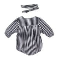 thumbnail image 2 of Salute Newborn Infant Baby Girls Long Sleeve Plaid Romper Matching Headband Set Check Casual Bodysuit Outfit Black 18-24 Months, 2 of 5