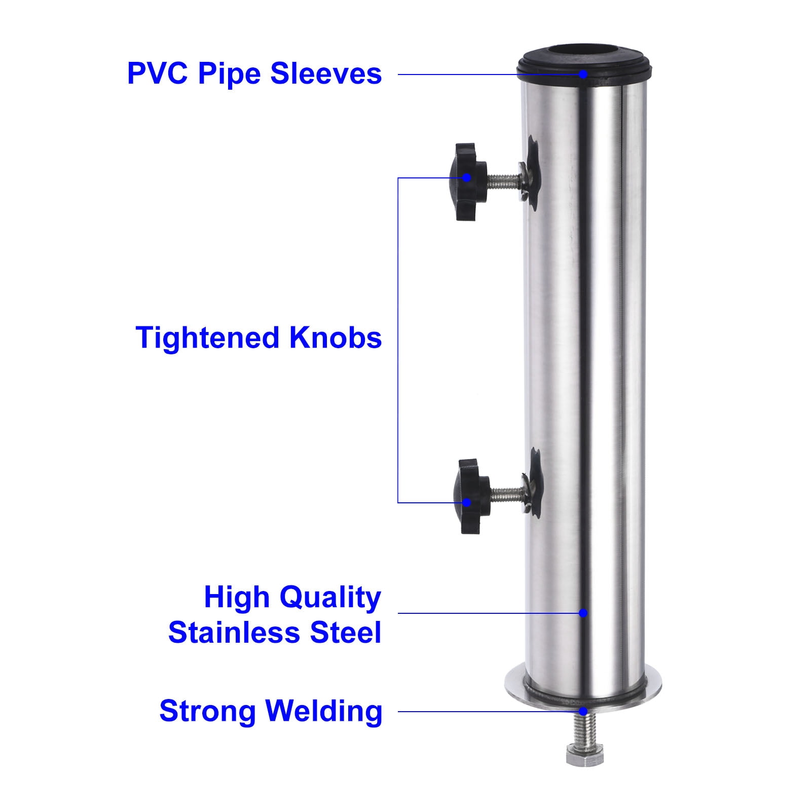 Uxcell Umbrella Stand Tube Stainless Steel Outdoor Umbrella Base Pole Mount Stand Set Table Umbrella Tube Bracket