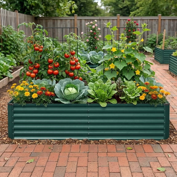 Opohoro 6x3x2ft Galvanized Steel Raised Garden Bed, Large Outdoor Metal Planter Box for Vegetables & Flowers