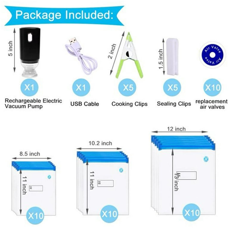 moobody 5pcs Vacuum Sealer Storage Bags Air Pump for Food Saver Food  Storage Bags for Meal Prep Sous Vide 