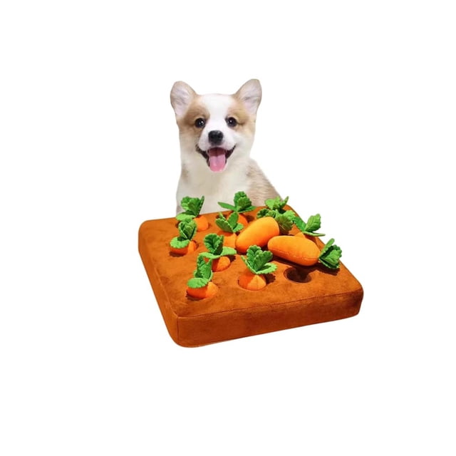 Juguetes de Peluche para Perros Alfombra Zanahoria Interactiva con 12 Zanahorias de Felpa para Alivi