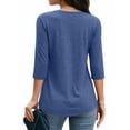 thumbnail image 3 of MOYIKO 3/4 Length Sleeve Womens Tops Round Neck T Shirts Pleated Tunic Summer Blouses Dressy Casual, 3 of 7