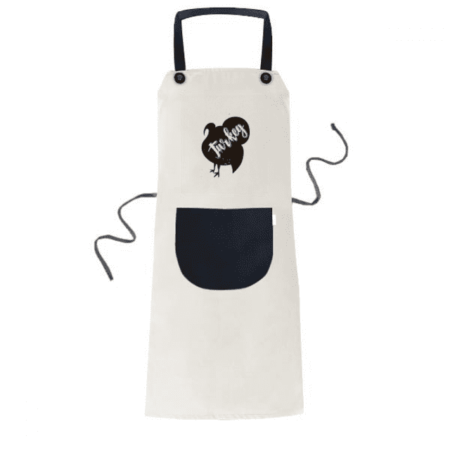 Turkey Black And White Animal Apron Adjustable Bib Cotton Linen BBQ Kitchen Pocket Pinafore
