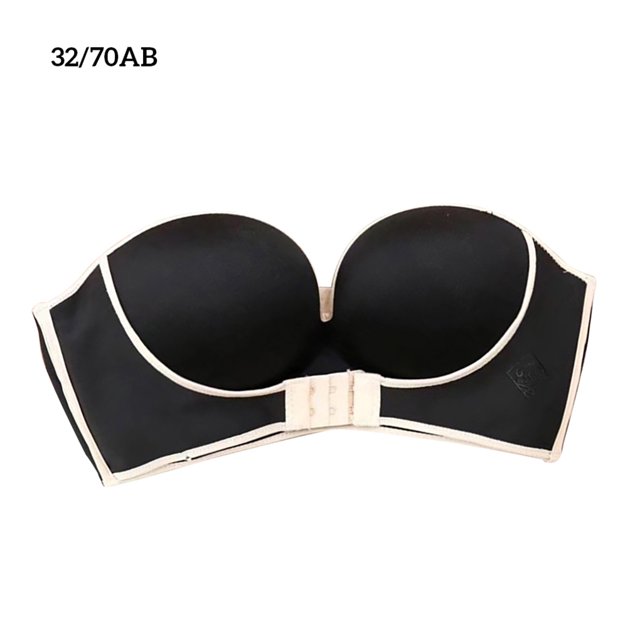 Sujetador sin tirantes Mujer Invisible Sexy Bralette sin costuras Hacer subir Lencería Ropa interior sin espalda, Negro, 32 / 70AB Advancent AP001142-09B