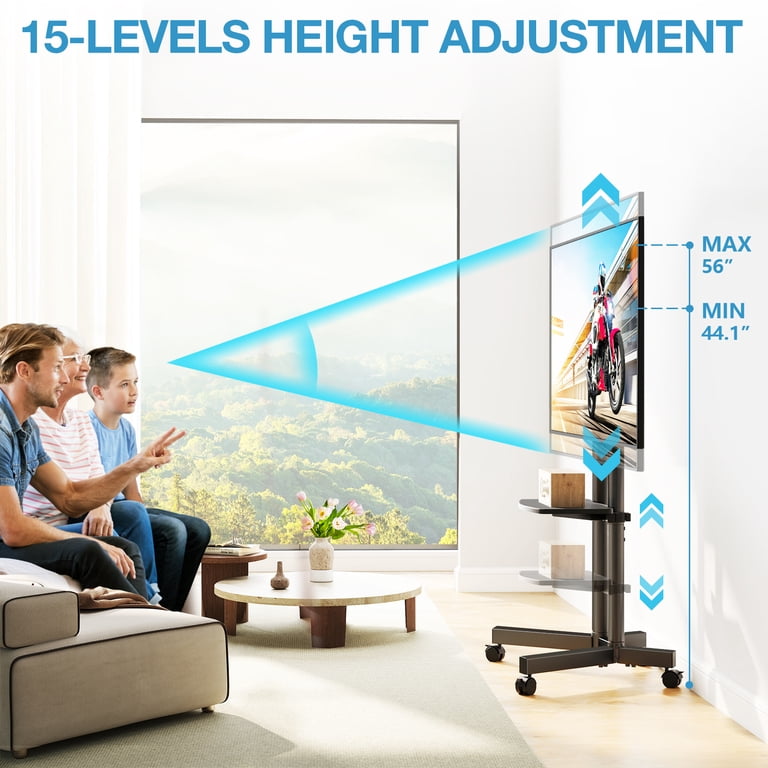 RTVR Rolling TV Cart Stand for 32-75 Inch Screens photo 5