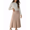 thumbnail image 2 of Faldas de punto acampanadas de mujer INSPIRE CHIC, con cintura alta elástica y tejido elástico, falda midi XL marrón, 2 of 6