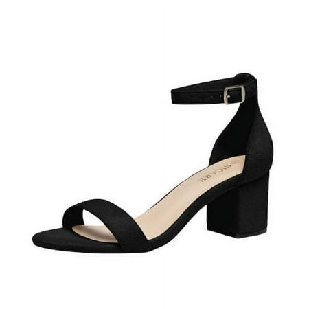 

Anuirheih Women s Fashion High Heels Shoes Open Toe Solid Color Casual Comfortable High-heel Sandals Sandals Women Clearance(Black)