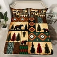 thumbnail image 2 of jejeloiu Wild Bear Twin Sheet Sets,Jungle Animal Twin Fitted Sheet,Retro Aztec Geometric Flat Sheet For Boys,Microfiber Bedroom Decor,3-Piece, 2 of 7