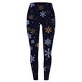 thumbnail image 4 of Women Christmas Outfit Festive Snowflake Print Ladies High Waisted Workout Leggings for Yoga Fitness and Exercise Comfort Black S, 4 of 4