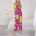 thumbnail image 4 of Bingfone Womens Pajama Sets Pink Green Avocado Print,Long Sleeve Loungewear Pajamas Set-Large, 4 of 9
