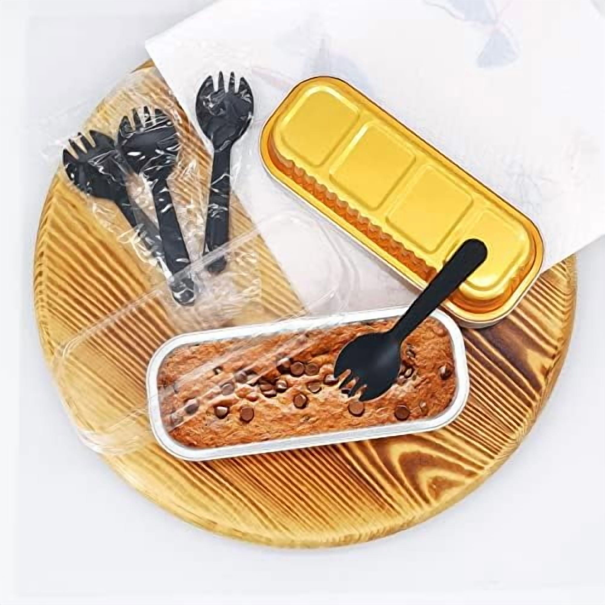 Disposable Foil Mini Pans with Lids 50 Pack, 6.8oz 6.5"x2.5"x1.2" Aluminum Small Loaf Pans,Rectangle Muffin Pan Mini Cake Tins Containers for Bread Loaf -Gold