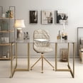 thumbnail image 6 of Homy Casa 47.2'' Rectangular Dining Table with Tempered Glass Top, Gold Legs, 6 of 12