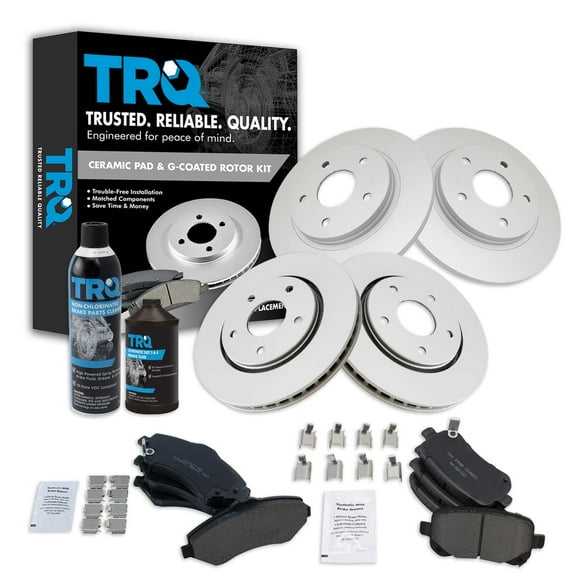 TRQ Premium Posi Ceramic Brake Pad Coated Rotor Kit Front Rear w/Chemicals BKA22913 Fits select: 2008-2012 CHRYSLER TOWN & COUNTRY, 2008-2012 DODGE GRAND CARAVAN