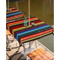 thumbnail image 2 of Mexico Colored Stripes Outdoor Round Tablecloth with Umbrella Hole 54inch Waterproof Tablecloth Zippered Patio Table Cloth, Abstract Art Wrinkle-Free Decorative Table Cover for Picnic Dining C108, 2 of 3