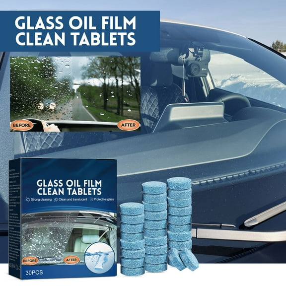 Ke1Clo Car Windshield Oil Removal Tablets, Effervescent Film Cleaner for Rainproof and Defogging, Easy Use for Clear Vision and Safe Driving, Auto Maintenance Essential