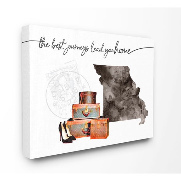 The Stupell Home Decor Collection Missouri State The Best Journeys Lead You Home Fashion Shoes and Luggage Illustration Canvas Wall Art