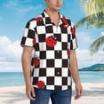 thumbnail image 3 of Fotbe Ladybugs Of Black And White Checkers Camisa Hawaiana para Hombre Unisex – Camisa Casual de Verano con Botones de Manga Corta de Algodón y Lino,3X-Large, 3 of 7