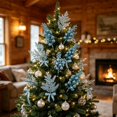 thumbnail image 6 of 24‑Pack Light Blue Glitter Artificial Sprigs & Berry Picks, Plastic Floral Picks for Xmas Tree Wreath Garland Vase Christmas Holiday Party Decor, 6 of 8