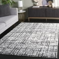 thumbnail image 2 of SAFAVIEH Rumi Selma Abstract Polyester Shag Area Rug, Charcoal/Ivory, 6'7" x 6'7" Square, 2 of 10