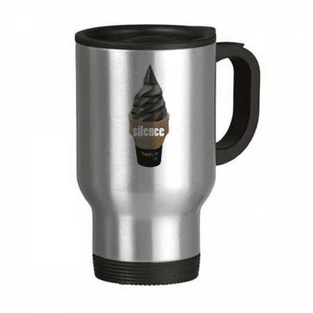 

Black Ice Text Outline Freehand Travel Mug Flip Lid Stainless Steel Cup Car Tumbler Thermos