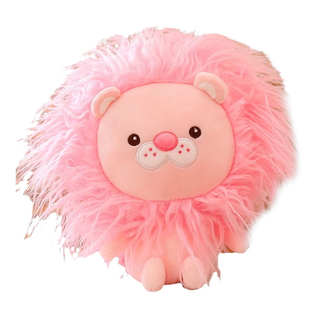 Muñeco de peluche de león de dibujos animados, colorido, pelo esponjoso, encantador animal salvaje, peluche, almohada de animal de peluche suave, muñeco de compañía para niños, decoración del hogar,