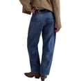 thumbnail image 4 of Women Low Rise Baggy Barrel Horseshoe Jeans Patchwork Denim Pants with Pockets, 4 of 6