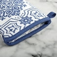 thumbnail image 3 of Martha Stewart Strie Medallion Oven Mitt 2-Pack Set, Navy Blue, 7"x13", 3 of 4