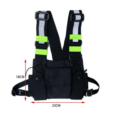 Shengshi Outdoor Sports Chest Bag Tactical Chest Bag Men s And Women s Equipment Leisure Running Hiking Reflective Vest Hip Hop Streetwear Functional Harness Chest Bag Black