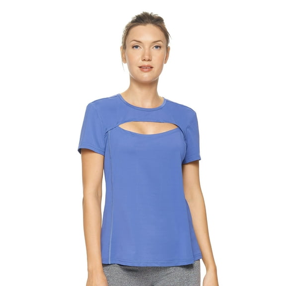 Expert Brand Women's Airstretch Lite Crescent Tee T-Shirt, Stone Blue, Medium