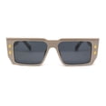 thumbnail image 2 of Flat Top Angular Geometric Rectangle Luxury Fashion Sunglasses Beige - Black, 2 of 4