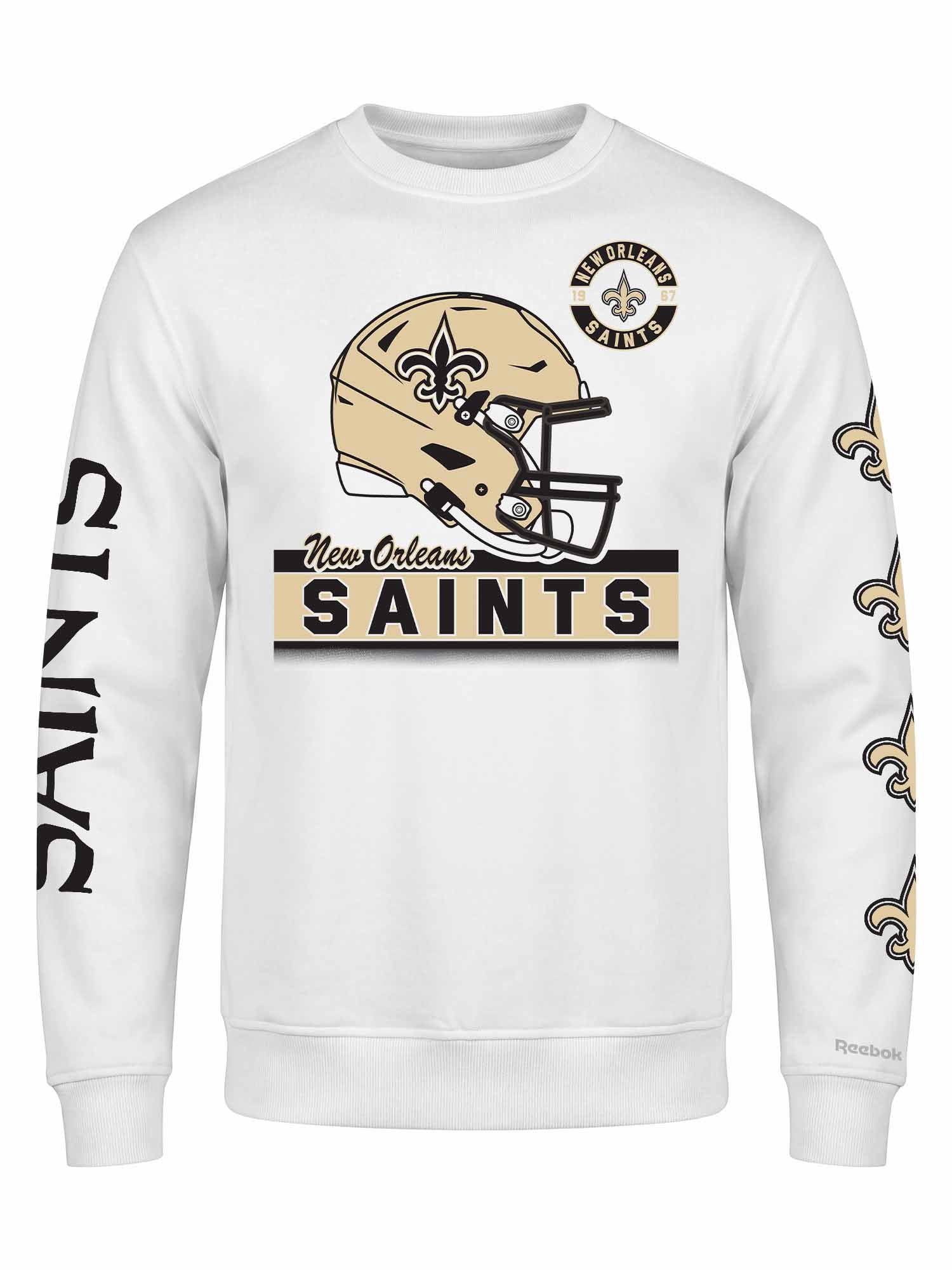 New Orleans Saints Reebok Mens White Crew Sweatshirt