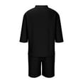 thumbnail image 6 of BSDJILFG Pajamas for Men Lightweight Short Sleeve V Neck Tees Textured Ribbed Knit Elastic Waist Drawstring Shorts ,S-3XL, 6 of 6