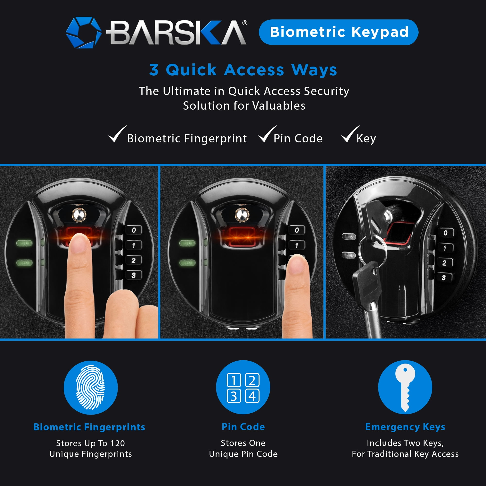 Barska HQ100 Biometric Keypad Safe