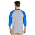 thumbnail image 3 of Gildan Men 3/4 Sleeve Raglan T-Shirt, Three-Quarter Tee - Heavy Cotton Sport Grey/Royal, Sizes S-3XL, Baseball Shirt, 3 of 5