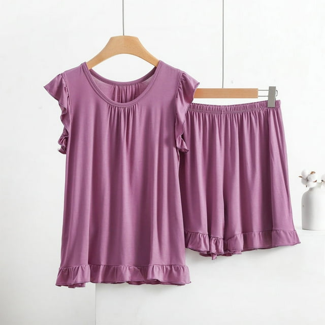 Wensltd Ensemble d'Été 2 Pcs pour Femmes Débardeur Sans Manches Col Rond et Shorts