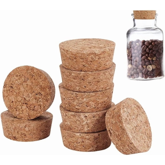8 Pack Tapered Cork Stoppers 1.85 to 2.09 Inch Large Wooden Softness Conical Replacement Bottle Plugs Tightly Seal