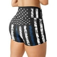 thumbnail image 3 of Rutainlusire Womens Shorts Fashion Womens High Waist American Flag Printed Cross Sport Yoga Short Pants, 3 of 6